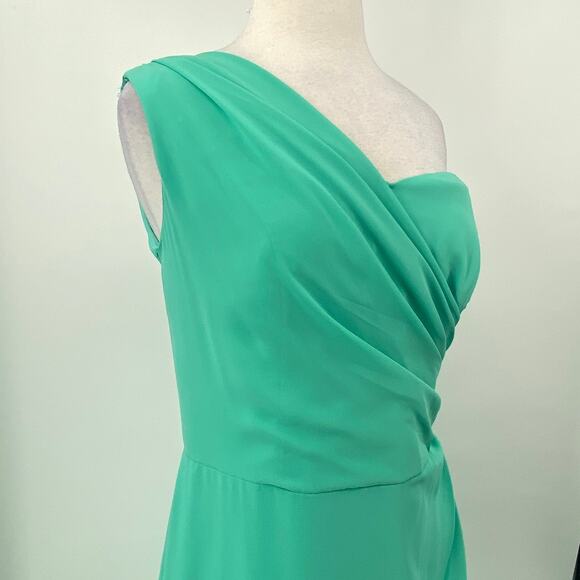After Six Gown One Shoulder Draped Maxi Dress Sweetheart Gathered Turquoise 8 - Picture 9 of 10